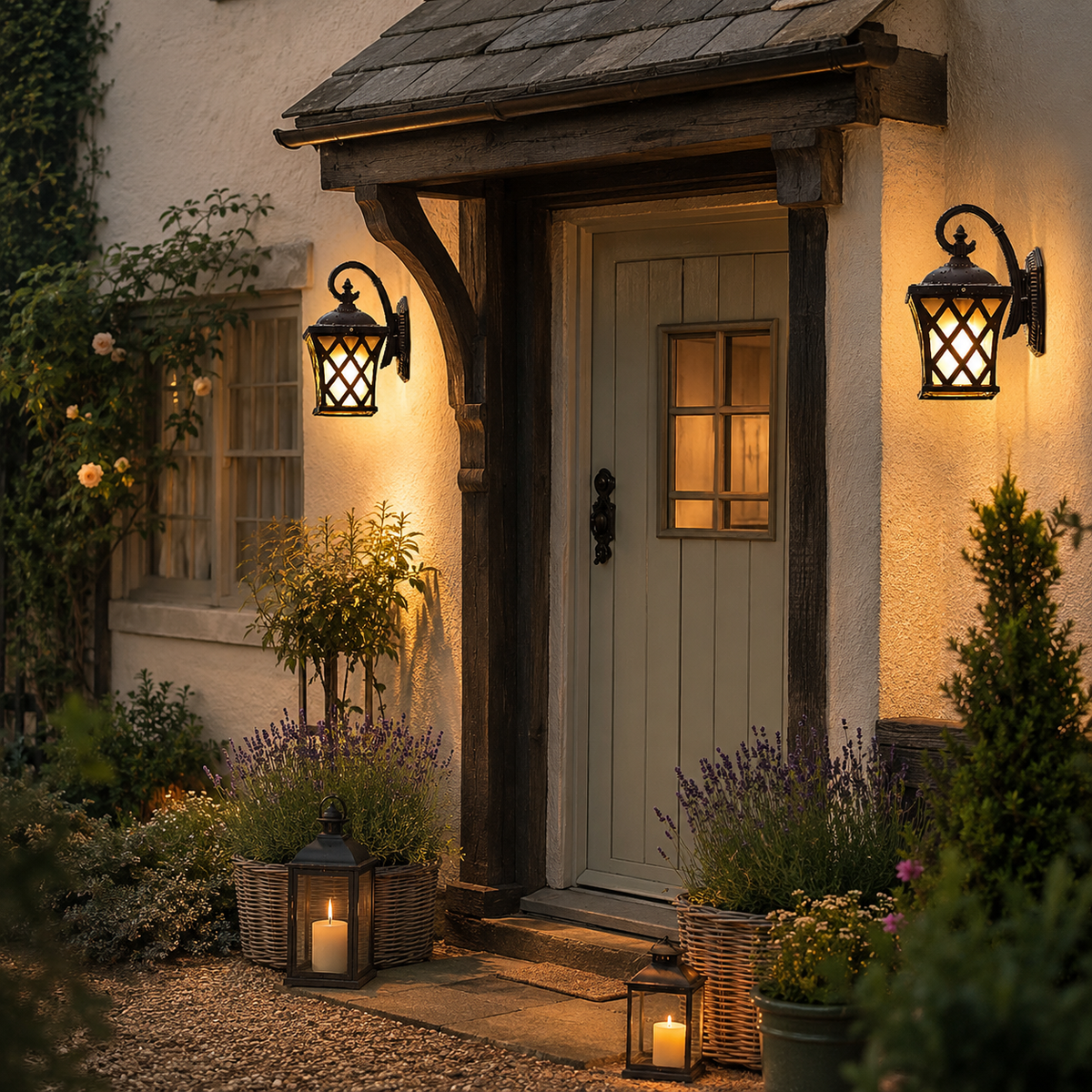 Vintage Outdoor Wall Lantern, Traditional Black Garden Coach Light