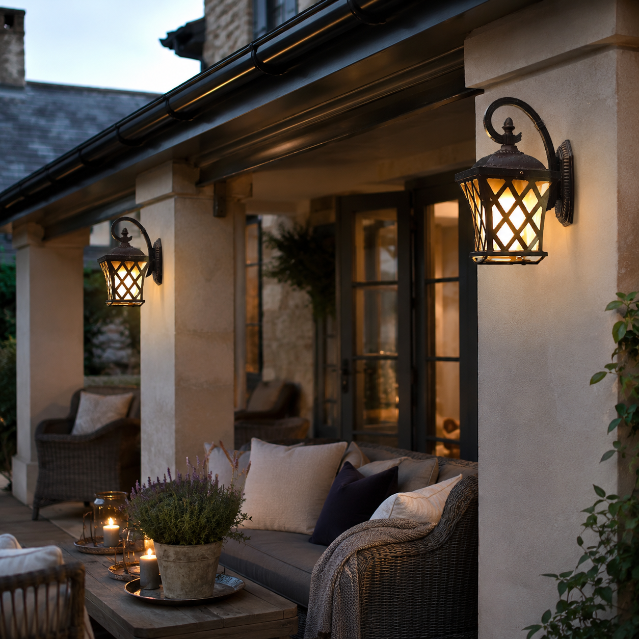 Vintage Outdoor Wall Lantern, Traditional Black Garden Coach Light