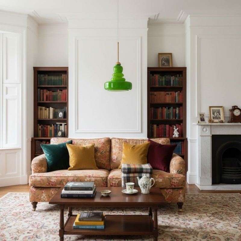 Vintage Glass Gourd Pendant Light, Retro Coloured Ceiling Lamp