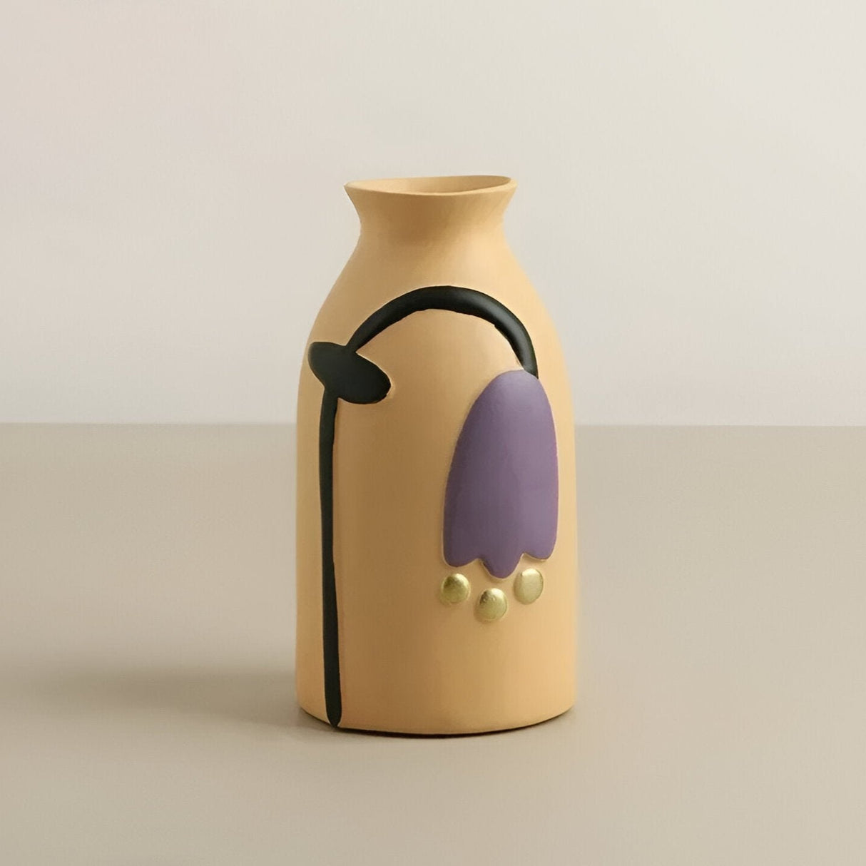 Painted Floral Ceramic Vase for Home Decor and Flowers