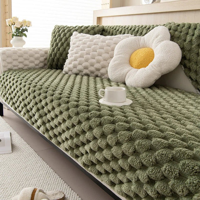 Pastel Colour Thickened Plush Sofa Blanket for Cozy Comfort