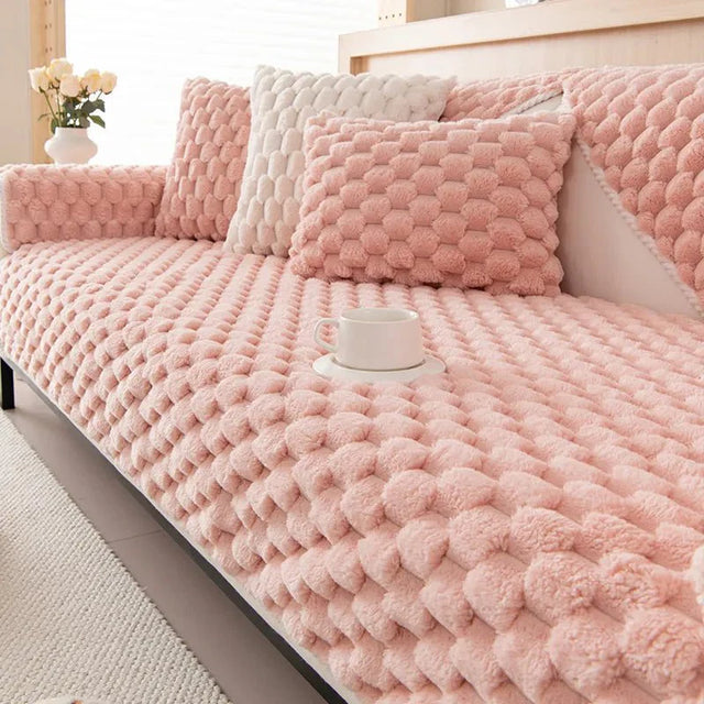 Pastel Colour Thickened Plush Sofa Blanket for Cozy Comfort