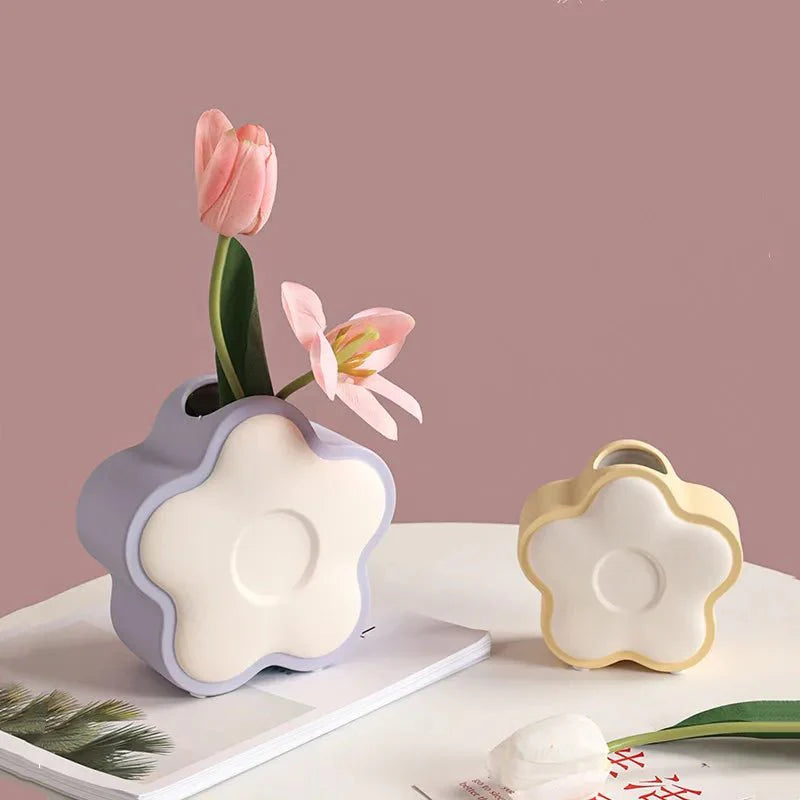 Pastel Coloured Flower Shape Ceramic Vase for Modern Decor