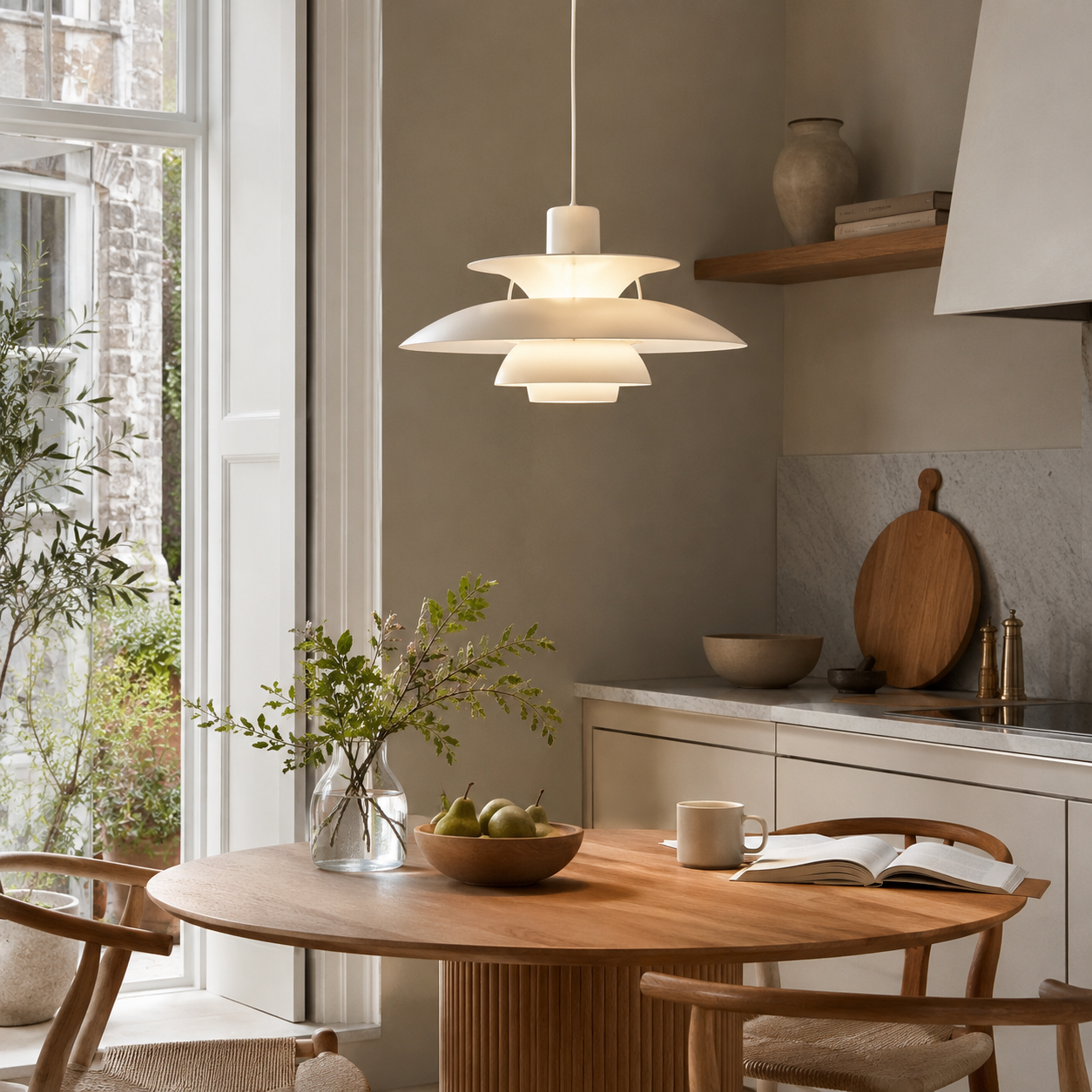 Layered Pendant Light, Danish Scandinavian Tiered Ceiling Lamp