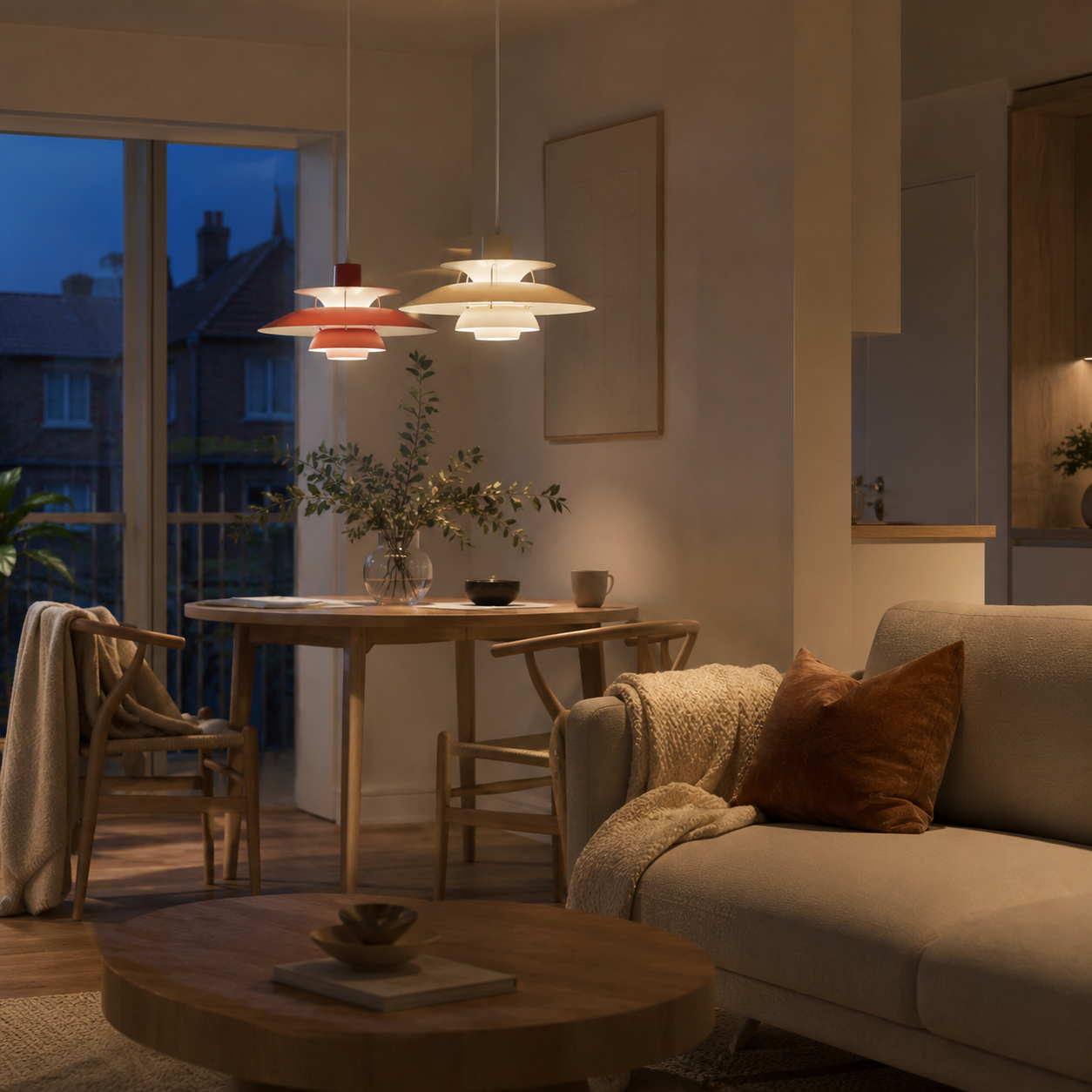 Layered Pendant Light, Danish Scandinavian Tiered Ceiling Lamp