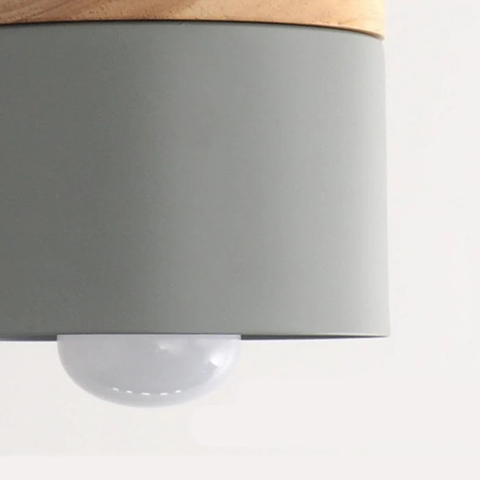 Macaron Mini Pendant Light, Wood Top Loft Ceiling Lamp