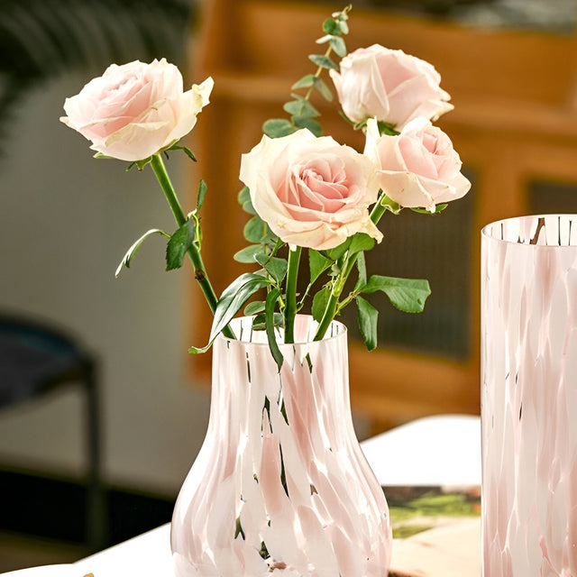 Pink Marble Effect Glass Vase - American Style Hydroponic Decor