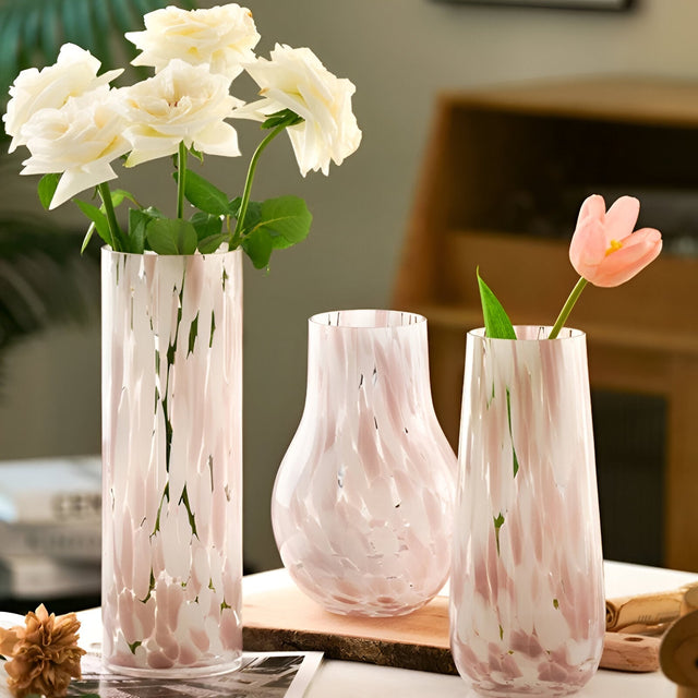 Pink Marble Effect Glass Vase - American Style Hydroponic Decor