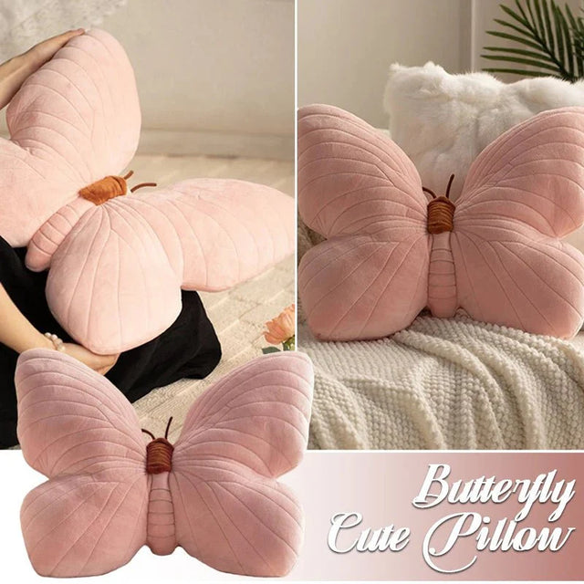 Pink Plush Butterfly Cushion Pad for Sofa and Bedroom