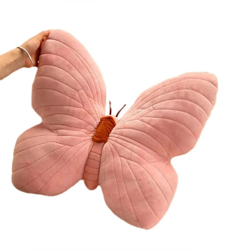 Pink Plush Butterfly Cushion Pad for Sofa and Bedroom
