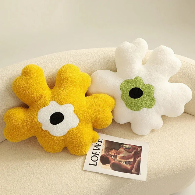 Plush Abstract Flower Shape Cushion in Soft Cotton Material