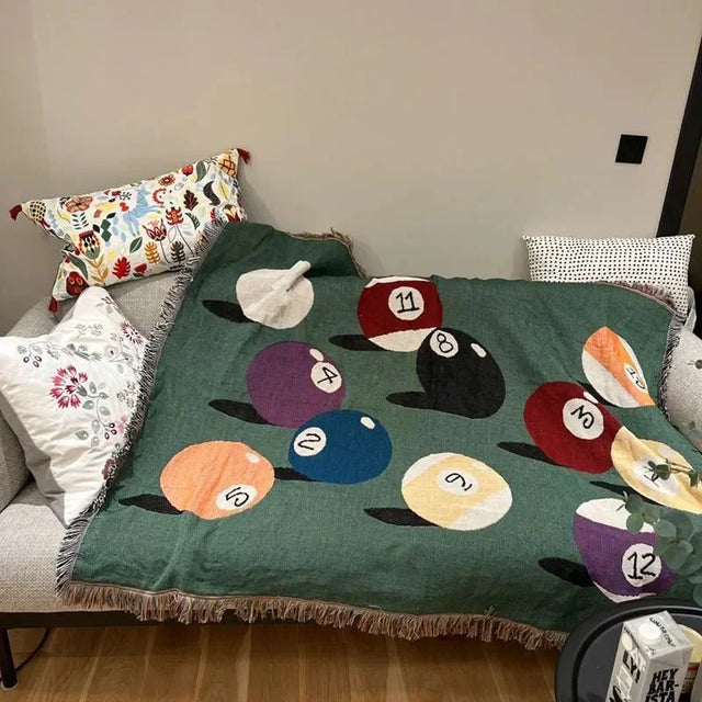 Pool Game Inspired Throw Blanket