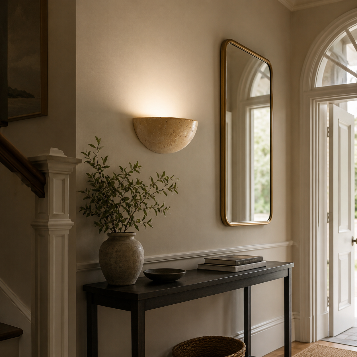 Travertine LED Stone Wall Light, Minimalist Natural Wall Sconce