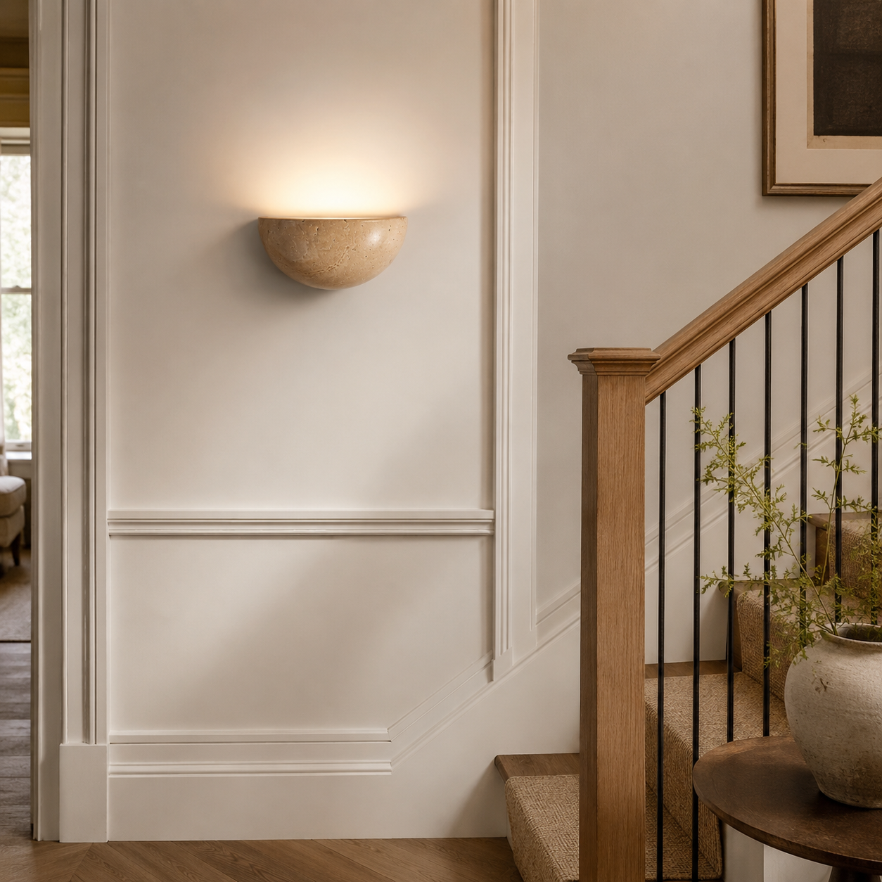 Travertine LED Stone Wall Light, Minimalist Natural Wall Sconce