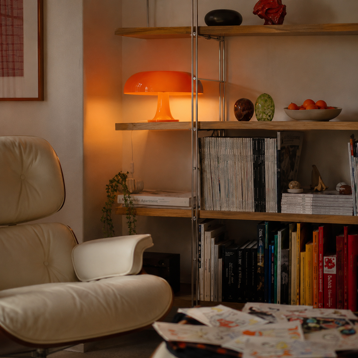 Mushroom Table Lamp, Retro Mid-Century Bedside Lamp, Orange or White