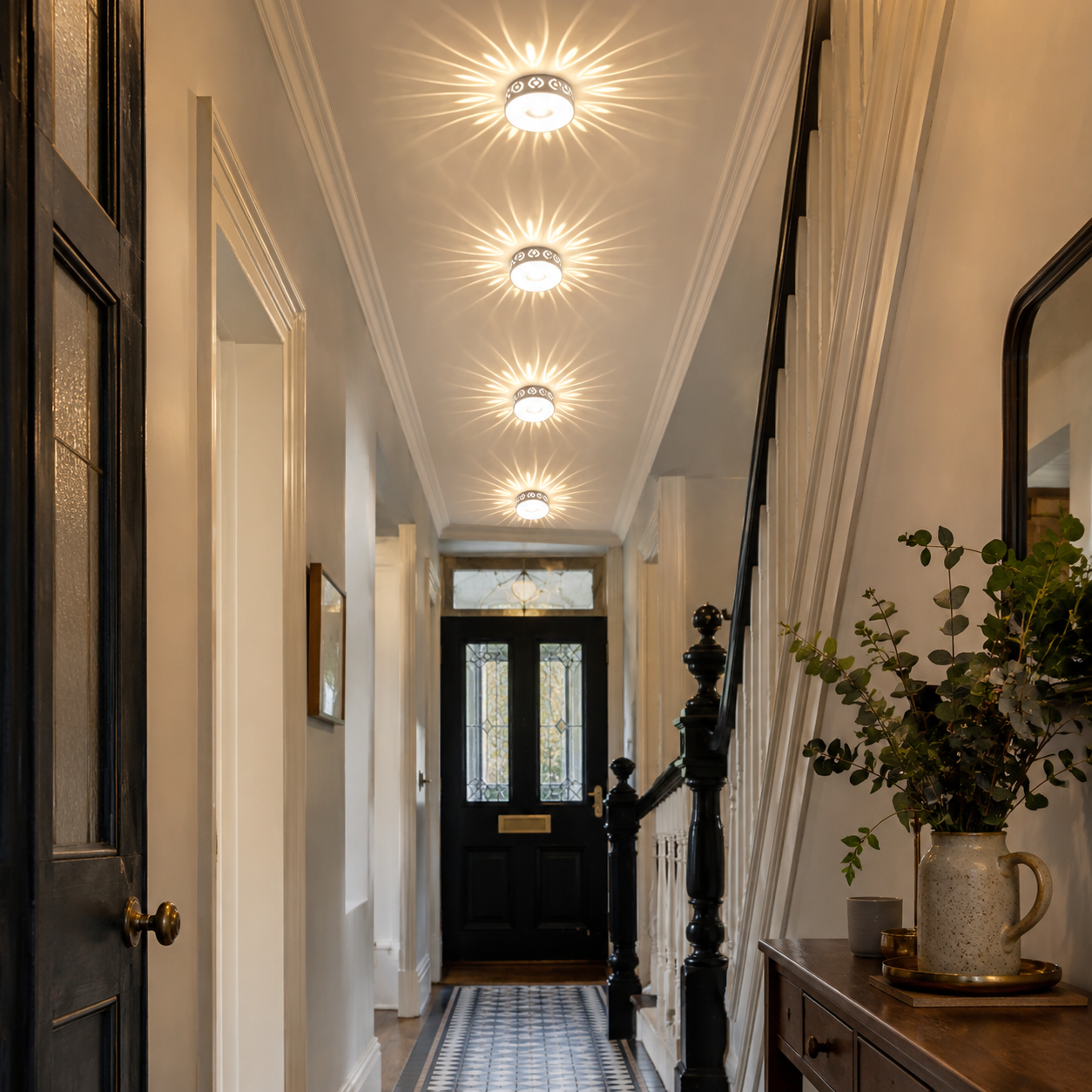 Round Decorative Hallway Ceiling Light, Sunburst Effect LED Flush Mount