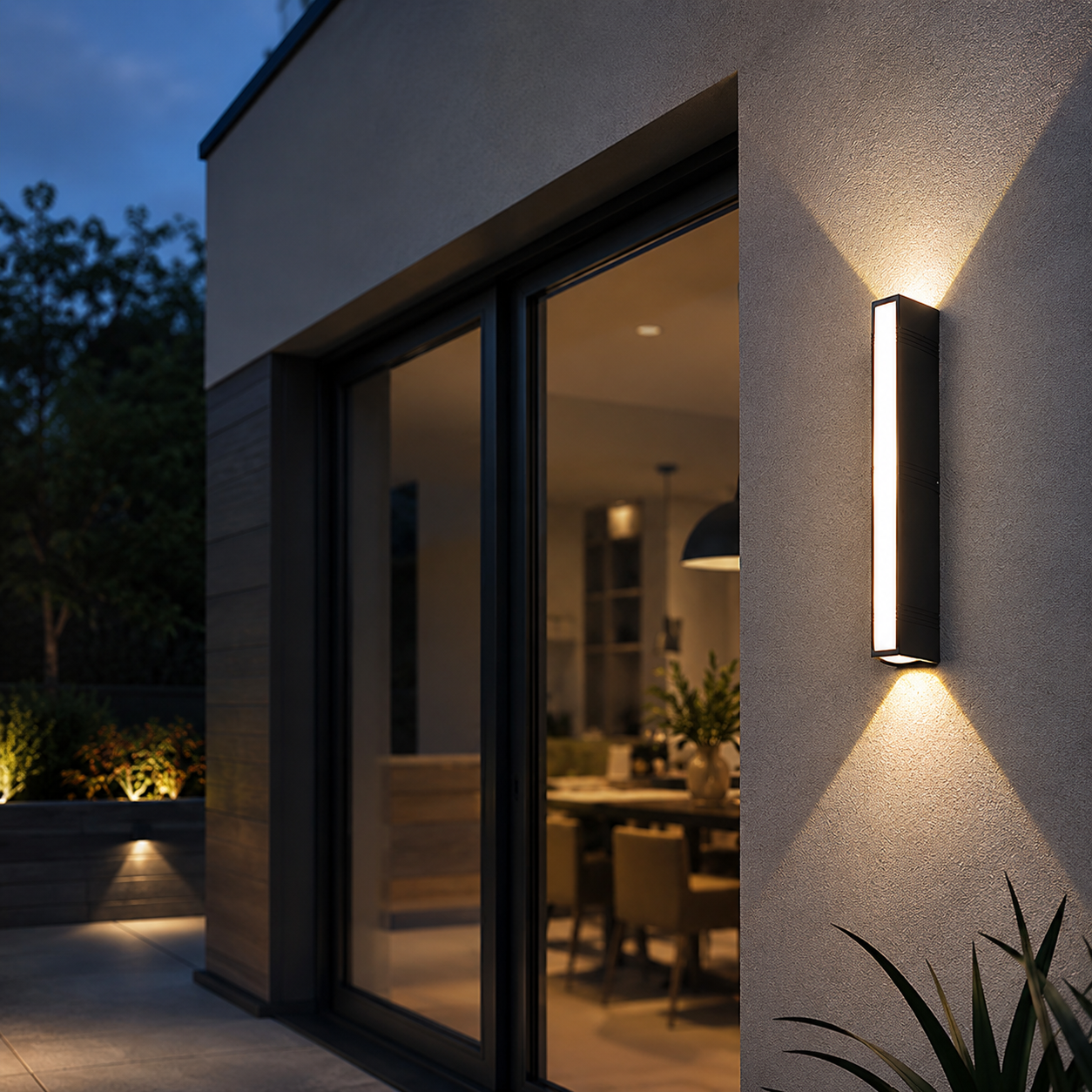 Modern Black Outdoor Weatherproof LED Garden Wall Light
