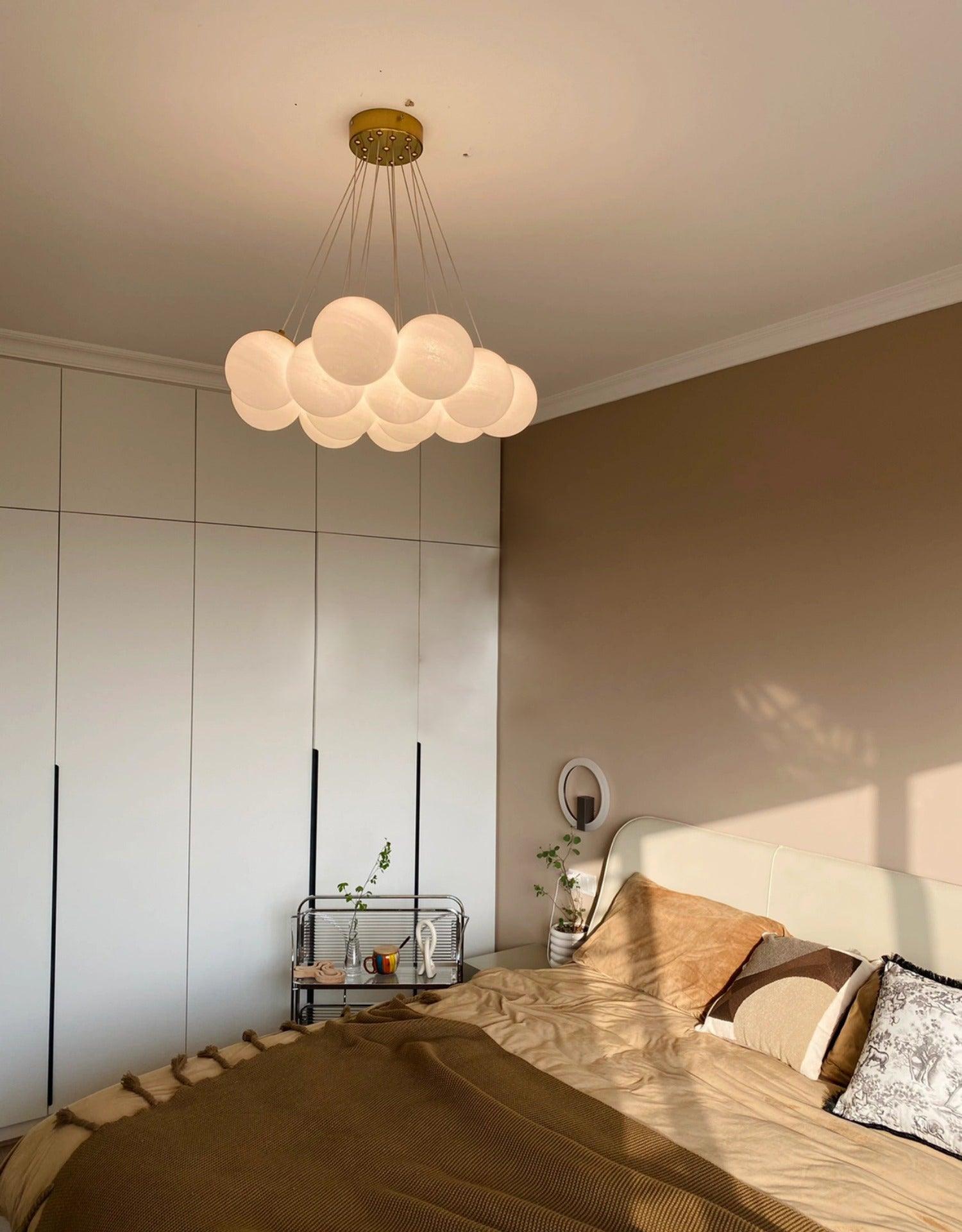 Bubble Cluster Chandelier, Frosted Glass Ceiling Light for Living & Dining Room