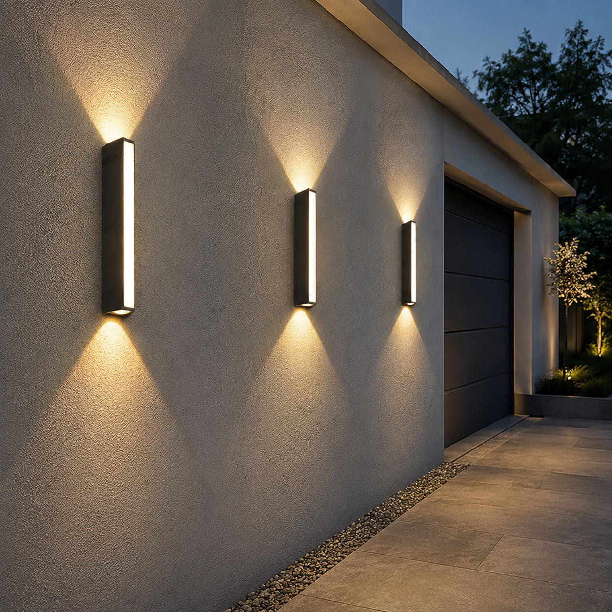 Modern Black Outdoor Weatherproof LED Garden Wall Light