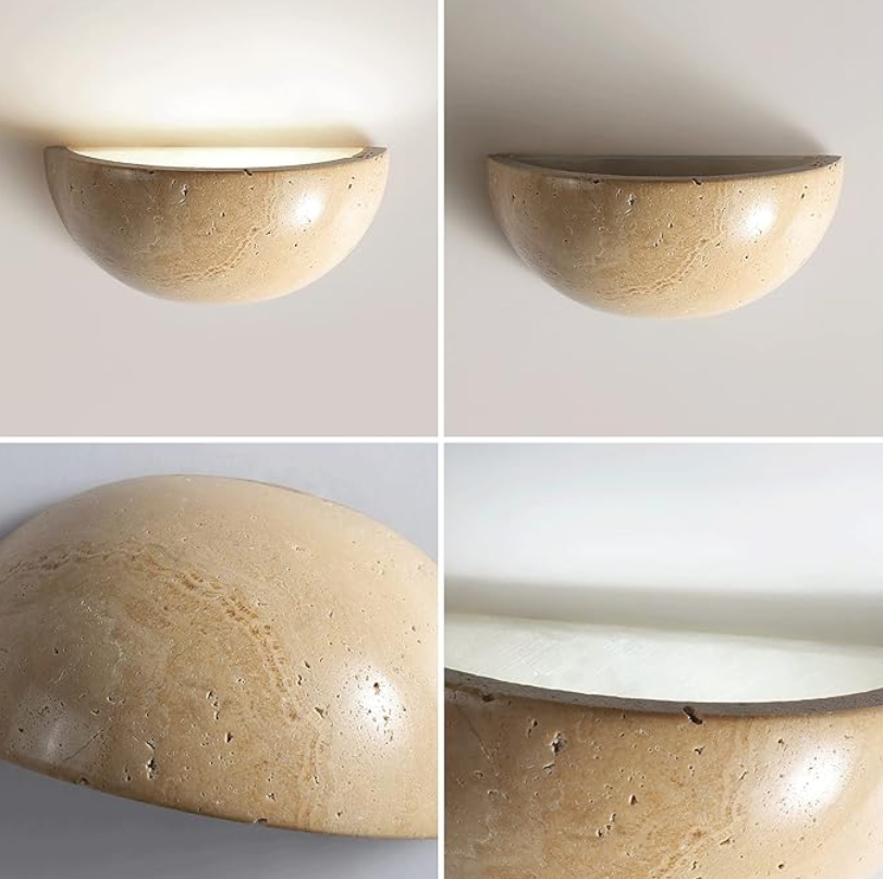 Travertine LED Stone Wall Light, Minimalist Natural Wall Sconce