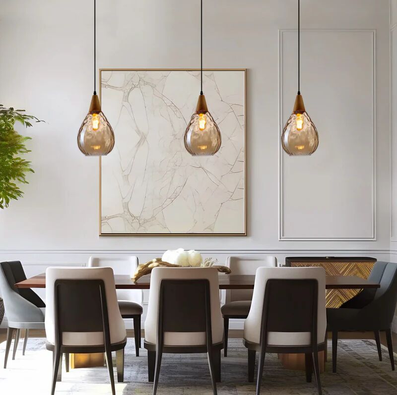 Vintage Teardrop Glass Pendant Ceiling Light for Dining Room