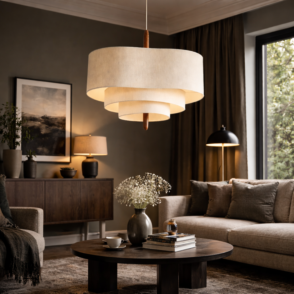 Stylish Fabric Chandelier for Contemporary Living Room or Bedroom Ambiance