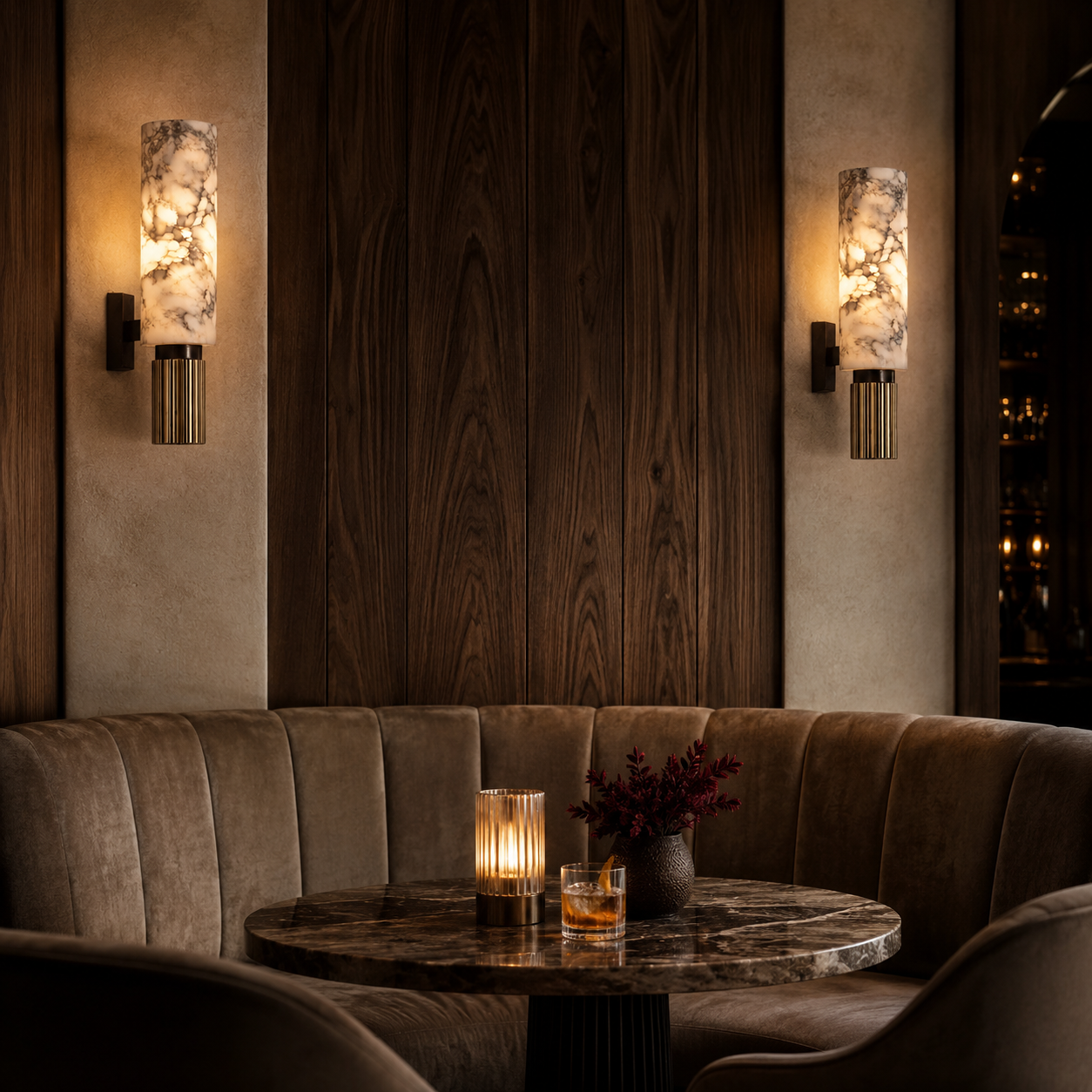 Elegant Marble Wall Light — Slim LED Sconce