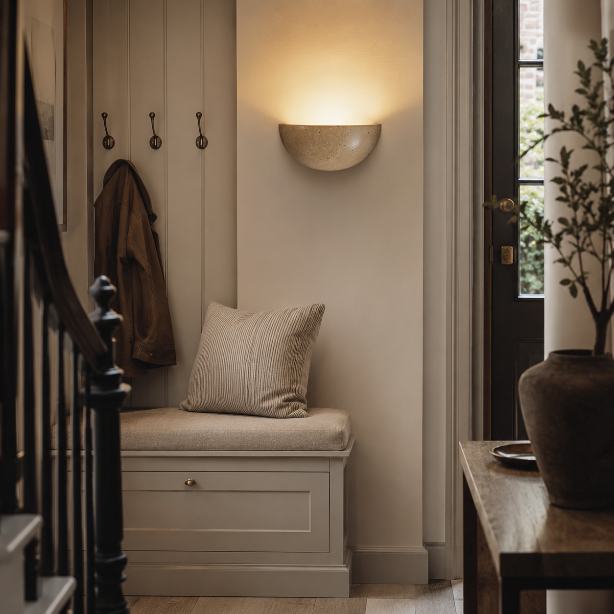 Travertine LED Stone Wall Light, Minimalist Natural Wall Sconce