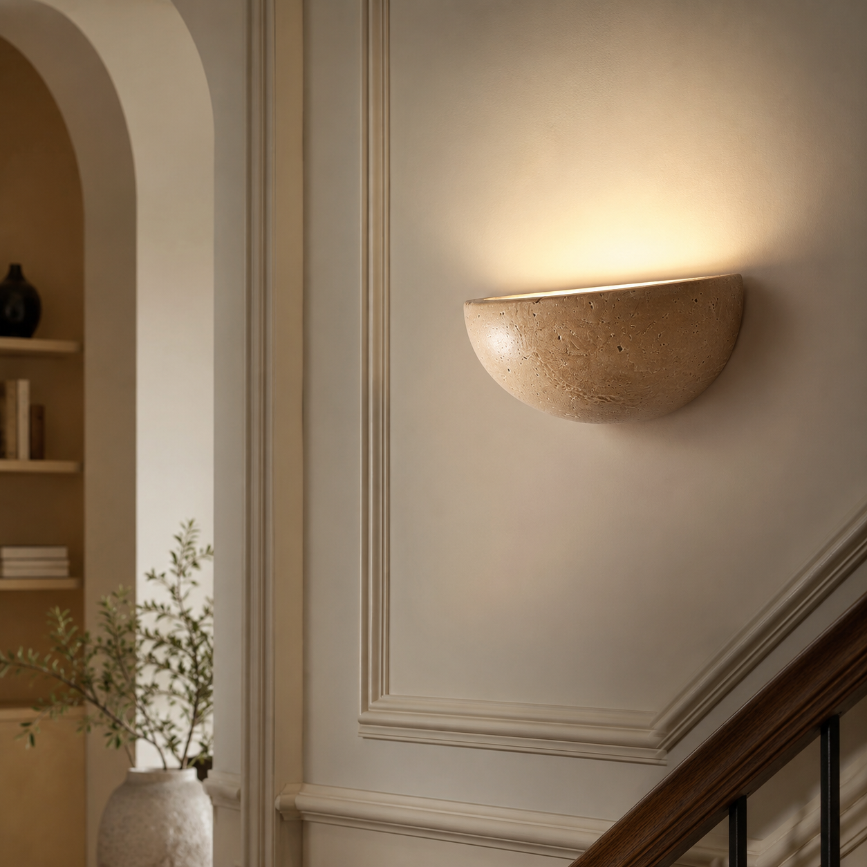 Travertine LED Stone Wall Light, Minimalist Natural Wall Sconce