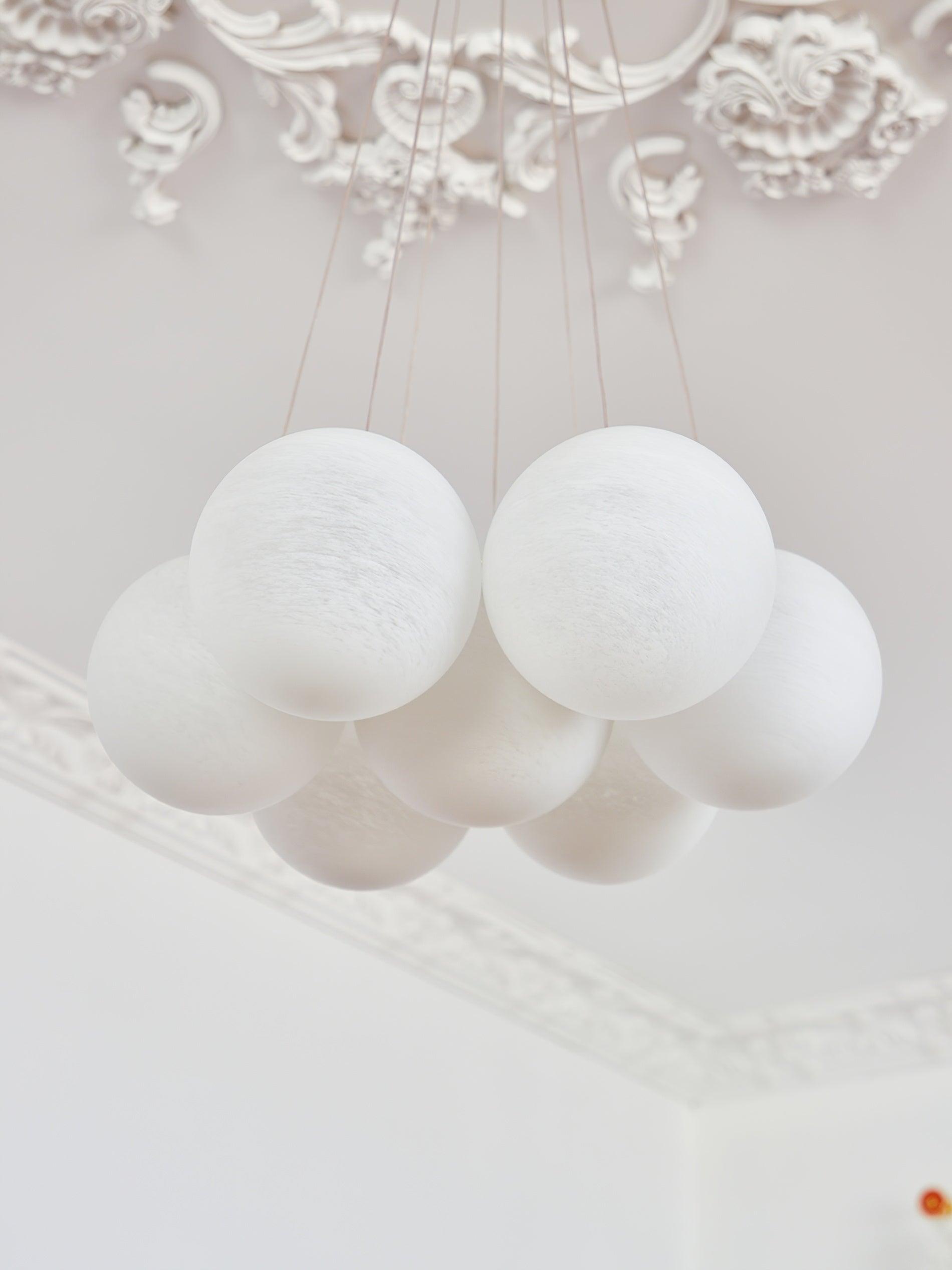 Bubble Cluster Chandelier, Frosted Glass Ceiling Light for Living & Dining Room