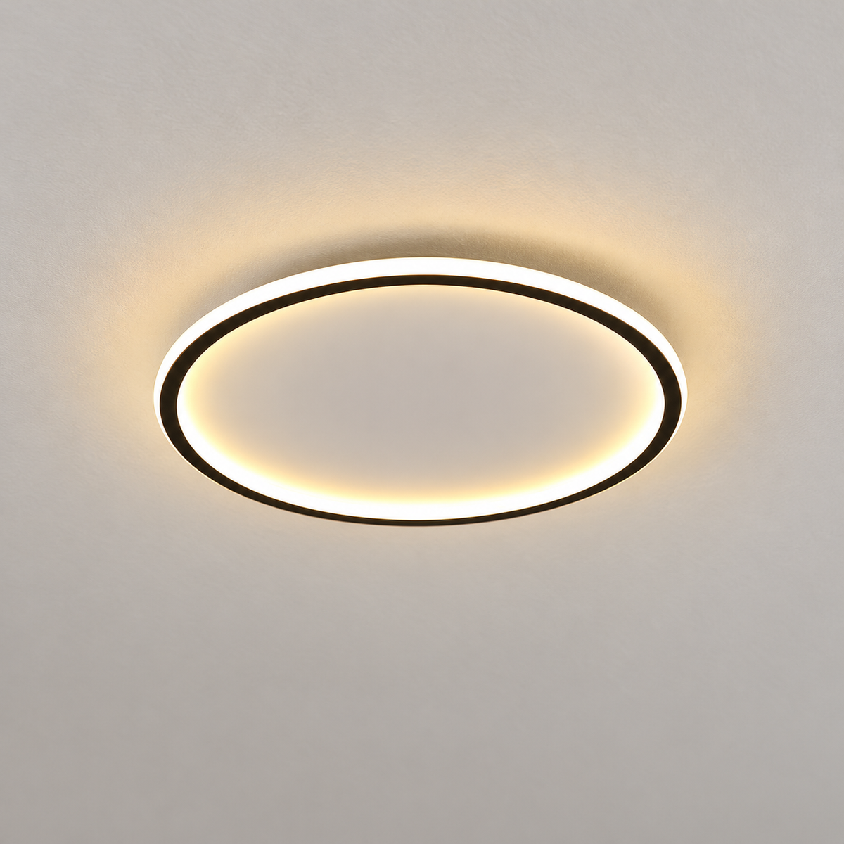 Slim LED Ceiling Light - Black Disc, 20cm, Remote Dimmable - Product Photograph