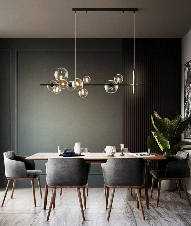 Macrocosm Chandelier – Dimmable Nordic Glass Ball LED Pendant Light | Adjustable Length, Perfect for Dining Rooms & Bars