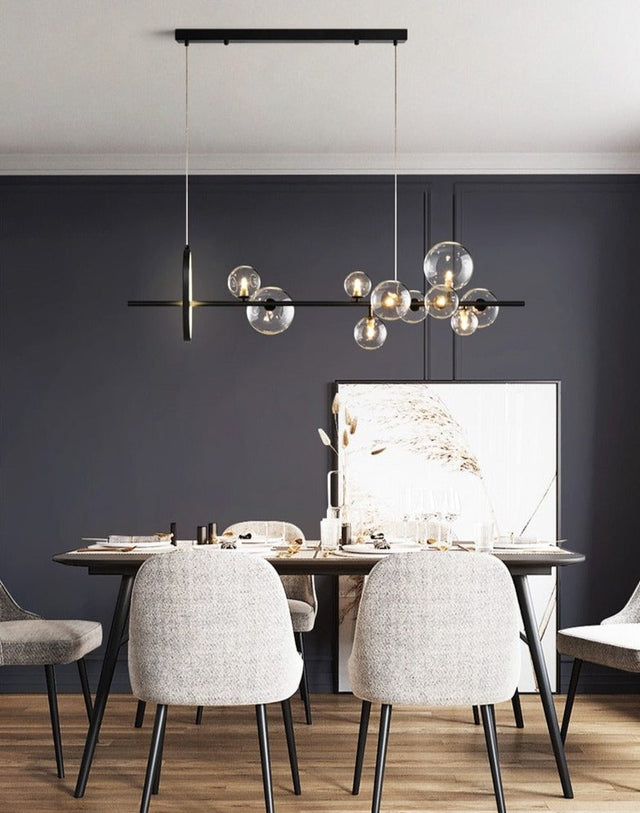 Macrocosm Chandelier – Dimmable Nordic Glass Ball LED Pendant Light | Adjustable Length, Perfect for Dining Rooms & Bars