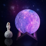 Colour Changing Moon Lamp with Wooden Stand and Remote