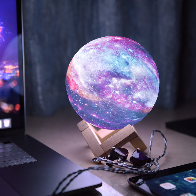 Colour Changing Moon Lamp with Wooden Stand and Remote