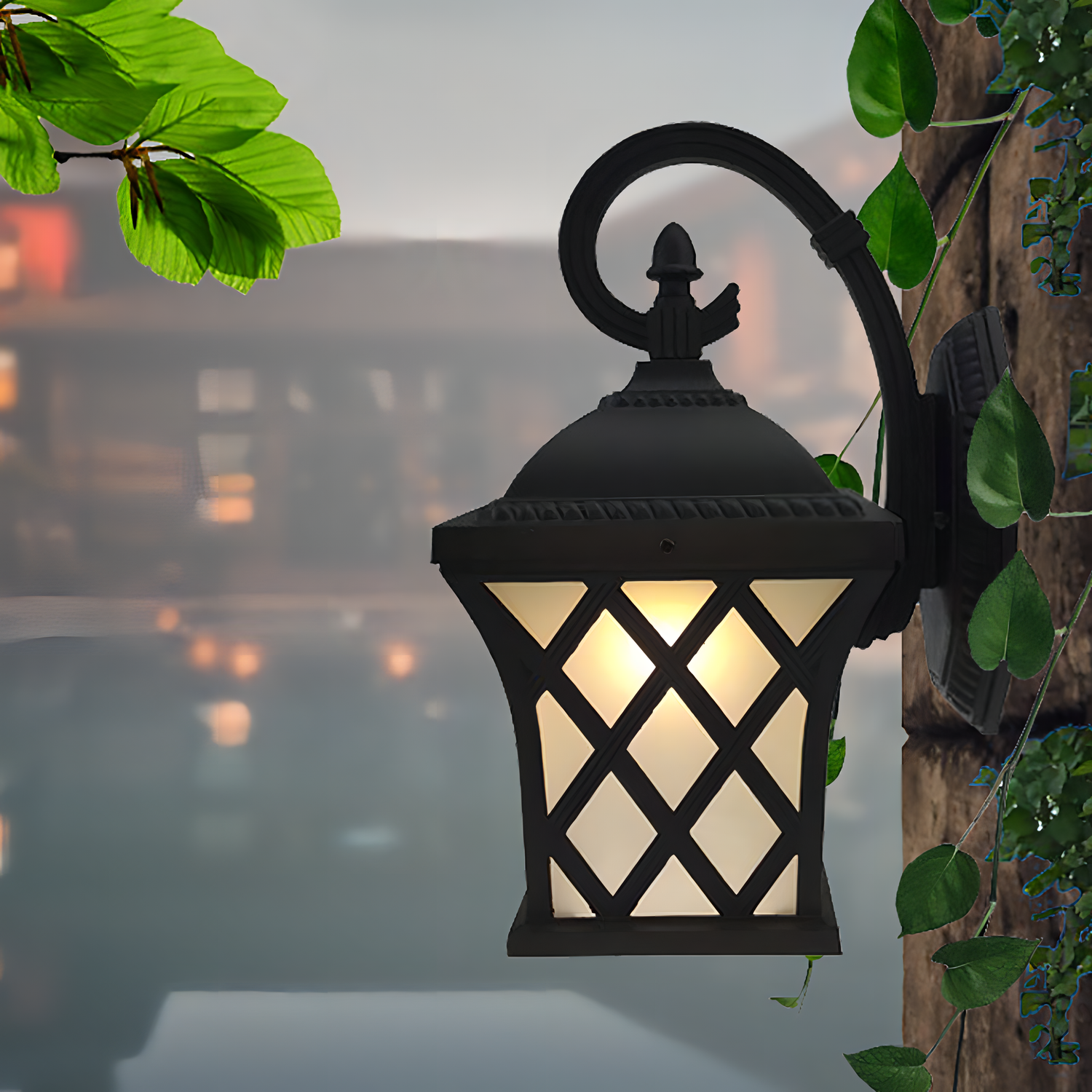 Raven - Vintage Black Lantern Wall Light for Outdoors