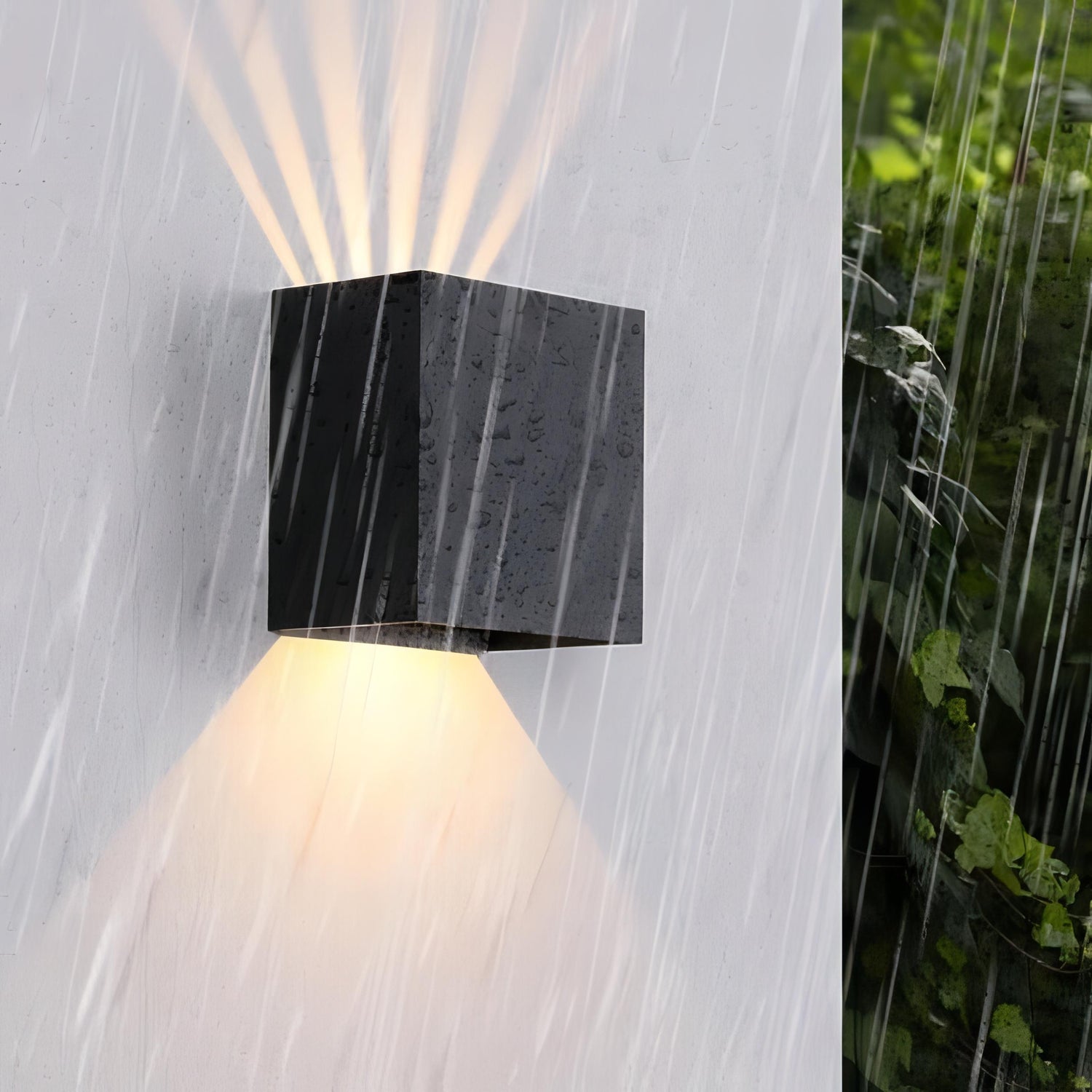 Lila - Waterproof Exterior Square Wall Light in Black