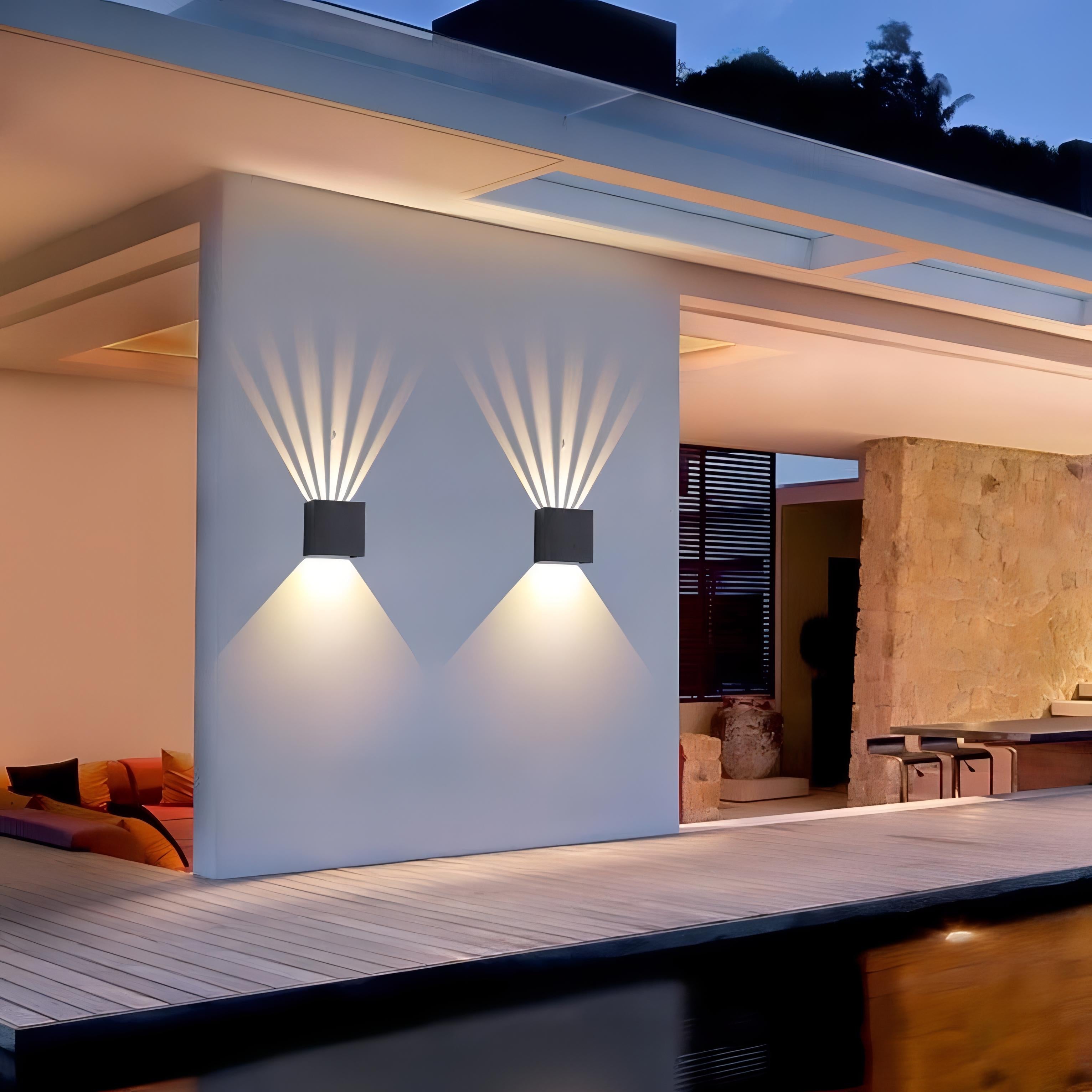 Lila - Waterproof Exterior Square Wall Light in Black
