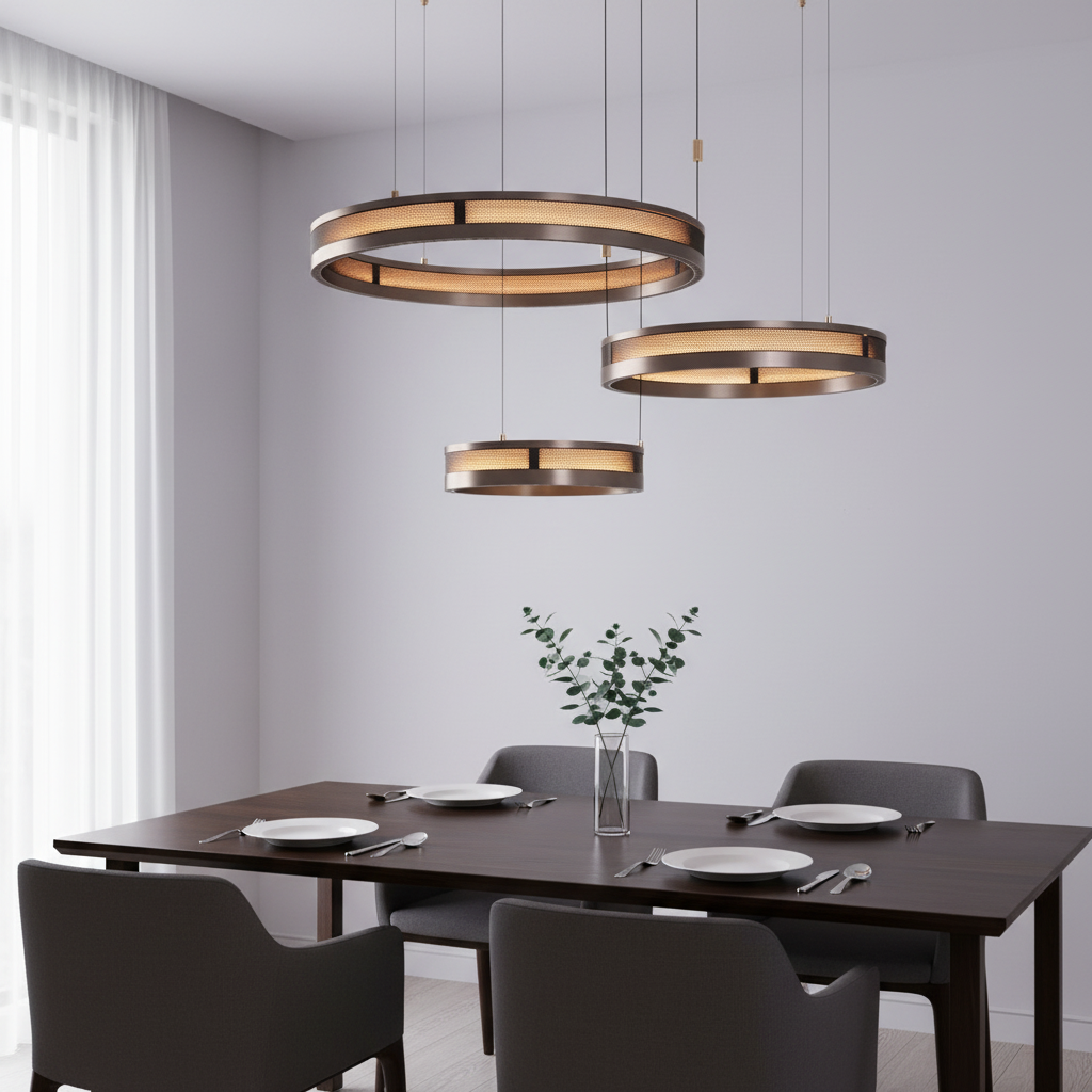 Product showcase of modern ring chandelier