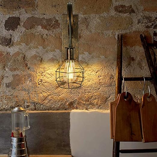 Vintage Wall Lamp with Pulley - Retro Industrial LED Sconce