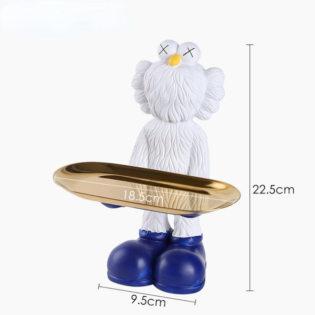 Quirky Figurine Statue With Storage Tray in Resin Bear Design