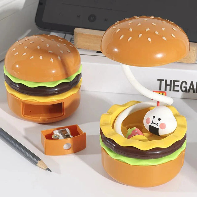 LED Night Light & Pencil Sharpener with Fun Hamburger Design