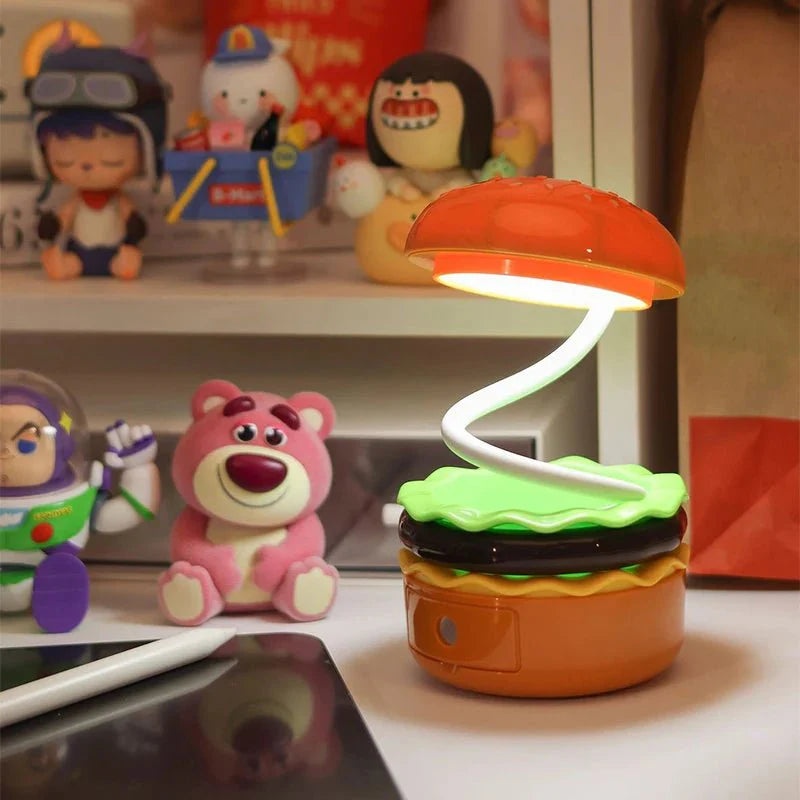 LED Night Light & Pencil Sharpener with Fun Hamburger Design