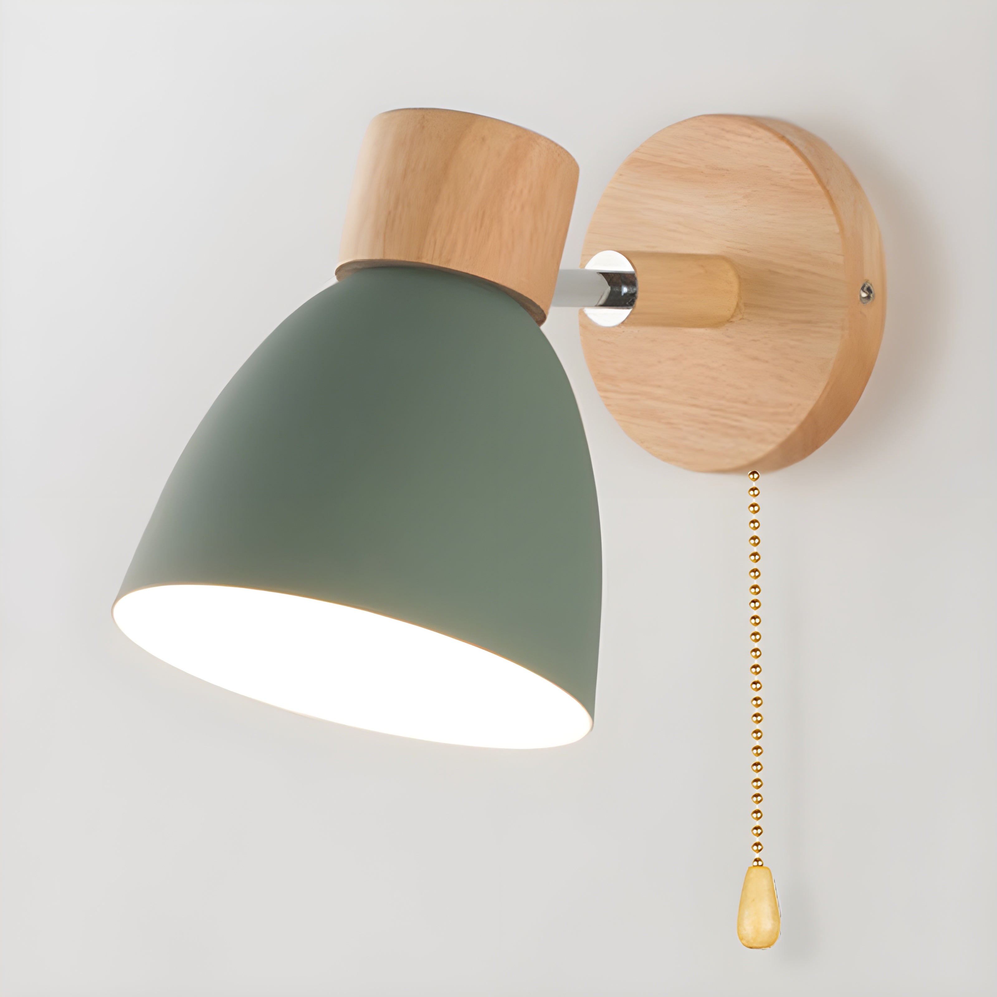 Wooden Nordic Wall Lamp with Switch for Cozy Bedroom