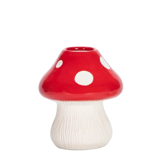 Red and Black Mushroom Shape Ceramic Vase for Home Decor