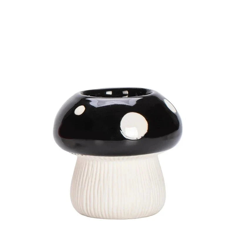 Red and Black Mushroom Shape Ceramic Vase for Home Decor
