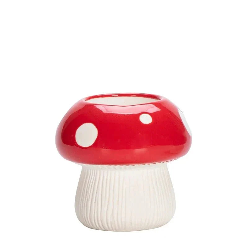Red and Black Mushroom Shape Ceramic Vase for Home Decor