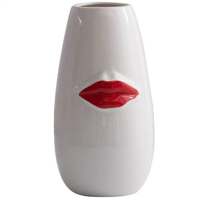 Gorgeous Red Lips Porcelain Vase Modern Ceramic Flower Pot