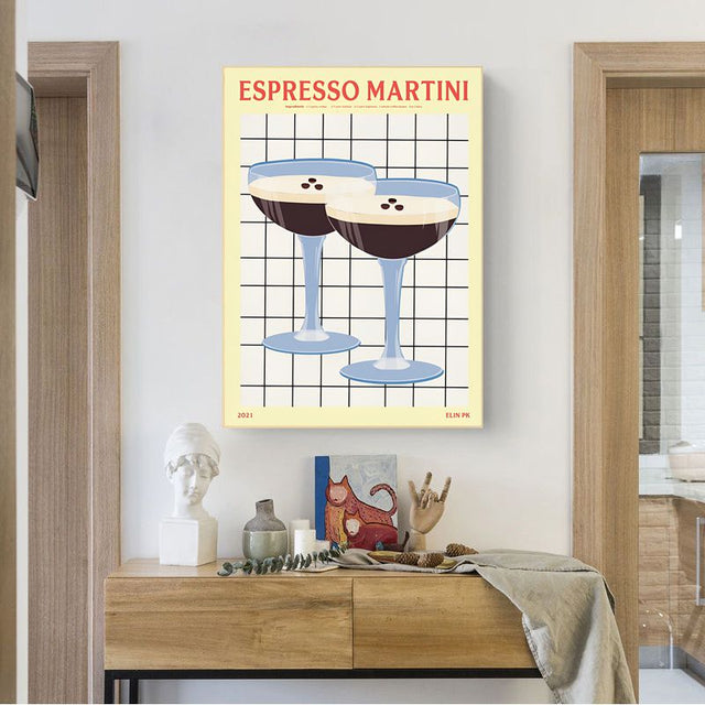 Retro Drinks Wall Art Sticker Posters in Colorful Paper Design