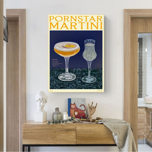 Retro Drinks Wall Art Sticker Posters in Colorful Paper Design